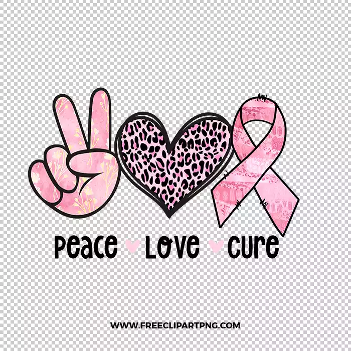 Breast Cancer Peace Love Free PNG & Clipart Download, Breast Cancer sublimation png, breast cancer png, awareness png, breast cancer ribbon png, breast cancer leopard png, hope png, cure png