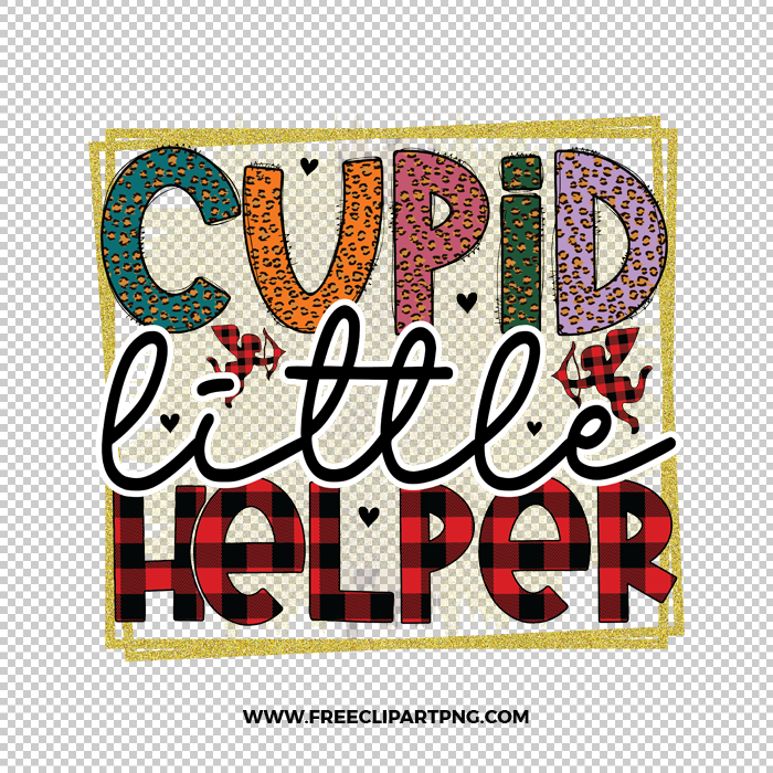 Cupid Little Helper Plaid Free PNG & Clipart Download, valentines day sublimation png, love png, love you png, valentine png, sublimation png