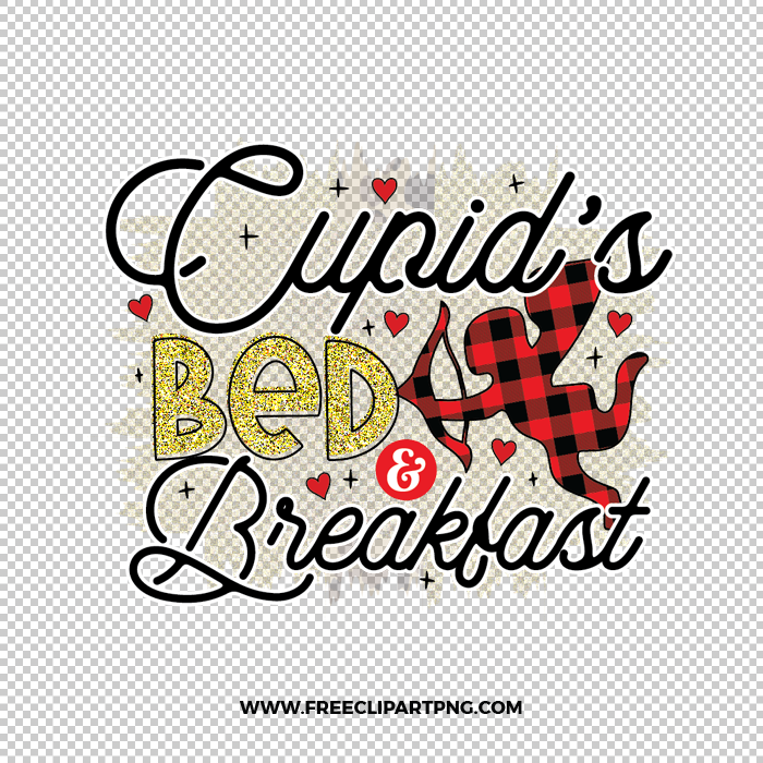 Cupid's Bed and Breakfast Plaid Free PNG & Clipart Download, valentines day sublimation png, love png, love you png, valentine png,