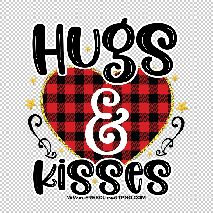 Hugs and Kisses Plaid Free PNG & Clipart Download, valentines day sublimation png, love png, love you png, valentine png