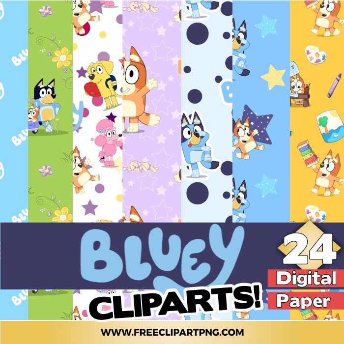 Bluey Digital Papers PNG & Clipart Download