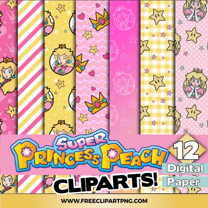 Princess Peach Digital Papers PNG & Clipart Download