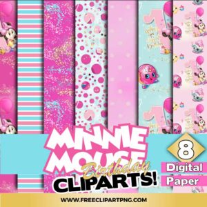 Minnie Mouse Birthday Digital Papers PNG & Clipart Download, svg files for cricut, minnie mouse png, mickey mouse png, minnie mouse clipart, minnie mouse baby png, birthday png, pink background png, cricut png, libbey png, transparent png