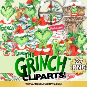 Grinch Watercolor PNG Bundle