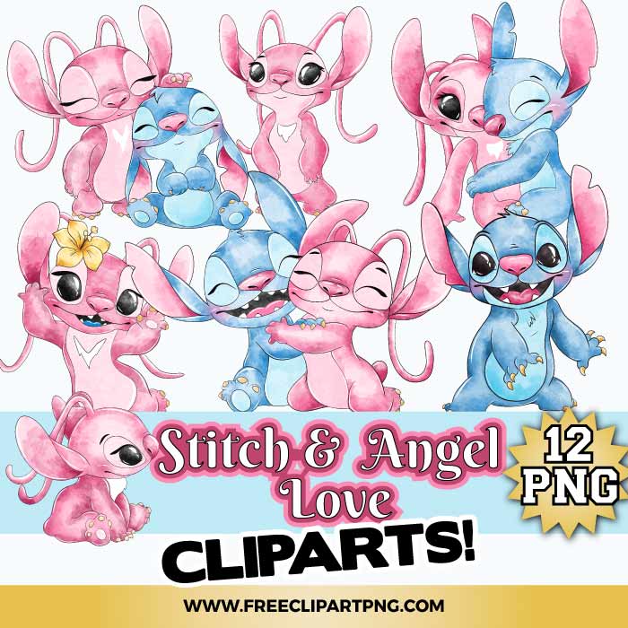 Angel and Stitch Love Clipart PNG Free Downlad